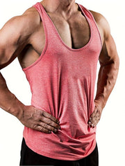 Men's Solid Workout Tank Top Casual Loose Stretch Knitted Top