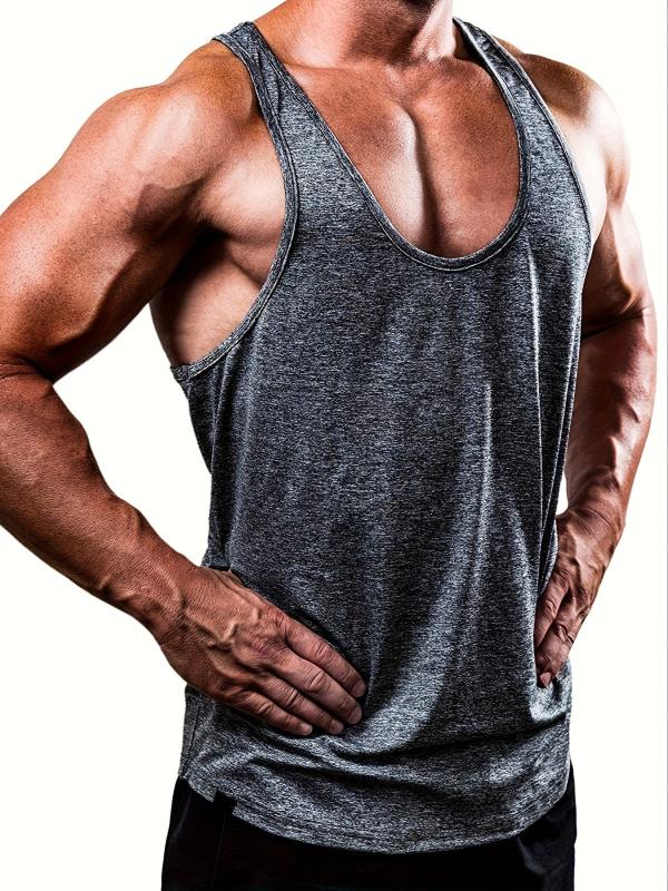Men's Solid Workout Tank Top Casual Loose Stretch Knitted Top