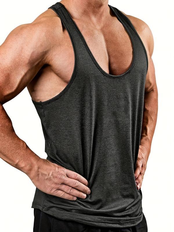 Men's Solid Workout Tank Top Casual Loose Stretch Knitted Top