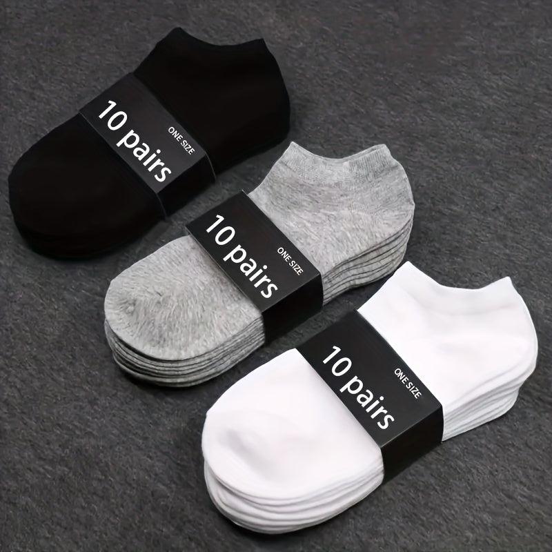 10 Pairs Men's Women's Low Cut Socks Breathable Comfortable for Spring