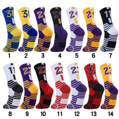 Men's Basketball Socks Non-slip Striped Sports Crew Socks