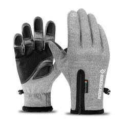 Winter Velvet Gloves With Zipper Waterproof Windproof Touch Screen