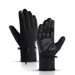 Winter Velvet Gloves With Zipper Waterproof Windproof Touch Screen