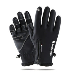 Winter Velvet Gloves With Zipper Waterproof Windproof Touch Screen