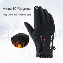 Winter Velvet Gloves With Zipper Waterproof Windproof Touch Screen