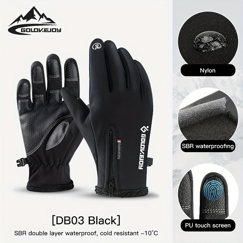 Winter Velvet Gloves With Zipper Waterproof Windproof Touch Screen