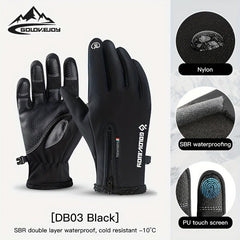 Winter Velvet Gloves With Zipper Waterproof Windproof Touch Screen