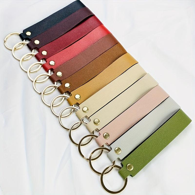 Stylish PU Leather Keychain Key Ring Gift for Him Her