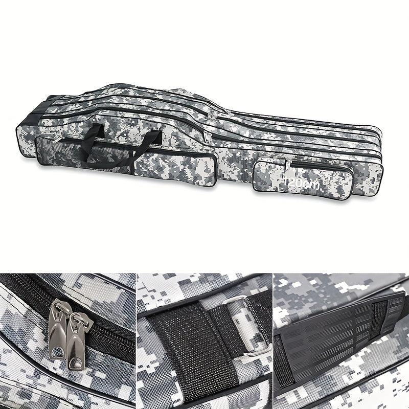 Portable Fishing Rod Case Triple Folding Waterproof Camouflage Travel Carry Bag