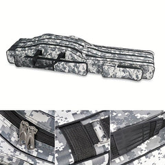 Portable Fishing Rod Case Triple Folding Waterproof Camouflage Travel Carry Bag