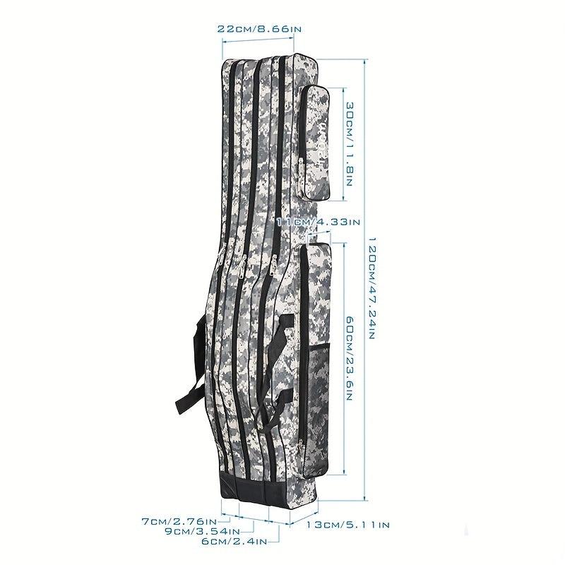 Portable Fishing Rod Case Triple Folding Waterproof Camouflage Travel Carry Bag