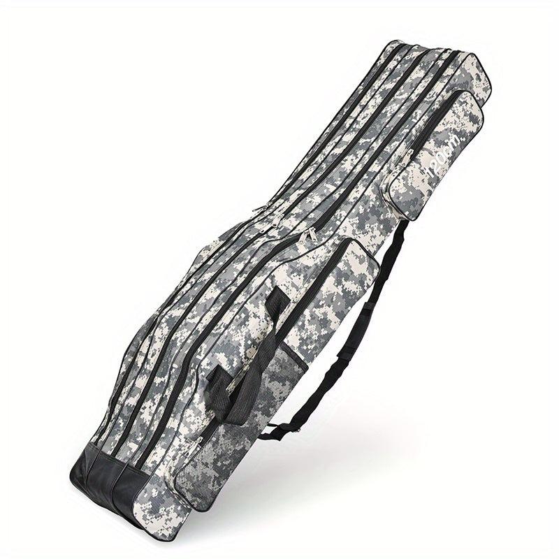 Portable Fishing Rod Case Triple Folding Waterproof Camouflage Travel Carry Bag