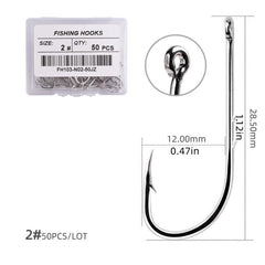 50pcs Circle Carp Eyed Fishing Hook Set Size 1-22 Japan Fishhooks for Seawater