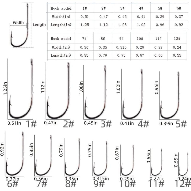 50pcs Circle Carp Eyed Fishing Hook Set Size 1-22 Japan Fishhooks for Seawater