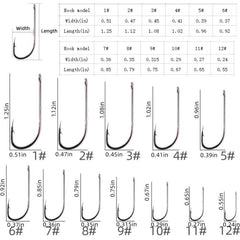50pcs Circle Carp Eyed Fishing Hook Set Size 1-22 Japan Fishhooks for Seawater