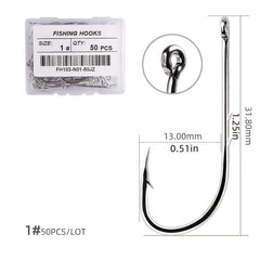 50pcs Circle Carp Eyed Fishing Hook Set Size 1-22 Japan Fishhooks for Seawater