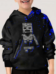 Pixel Robot Print Kid's Hoodie Unisex Pullover