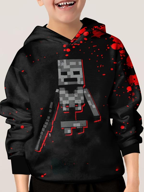 Pixel Robot Print Kid's Hoodie Unisex Pullover