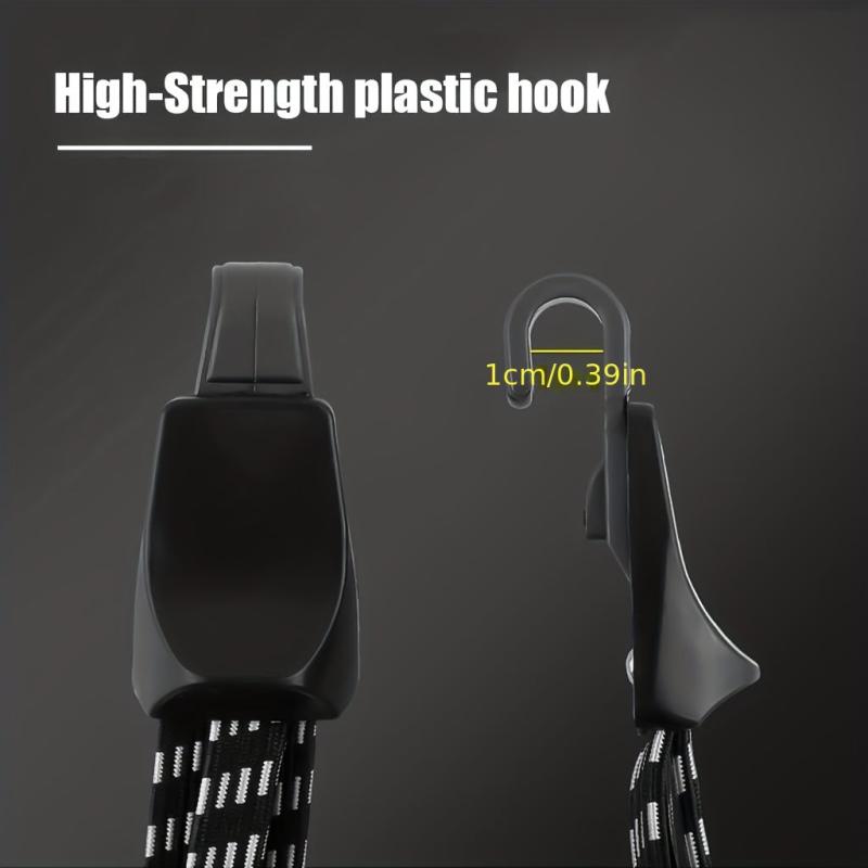 2pcs Bike Bungee Cords 3 In 1 Strap Rope Elastic With Two Plastic Hoods
