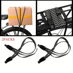 2pcs Bike Bungee Cords 3 In 1 Strap Rope Elastic With Two Plastic Hoods