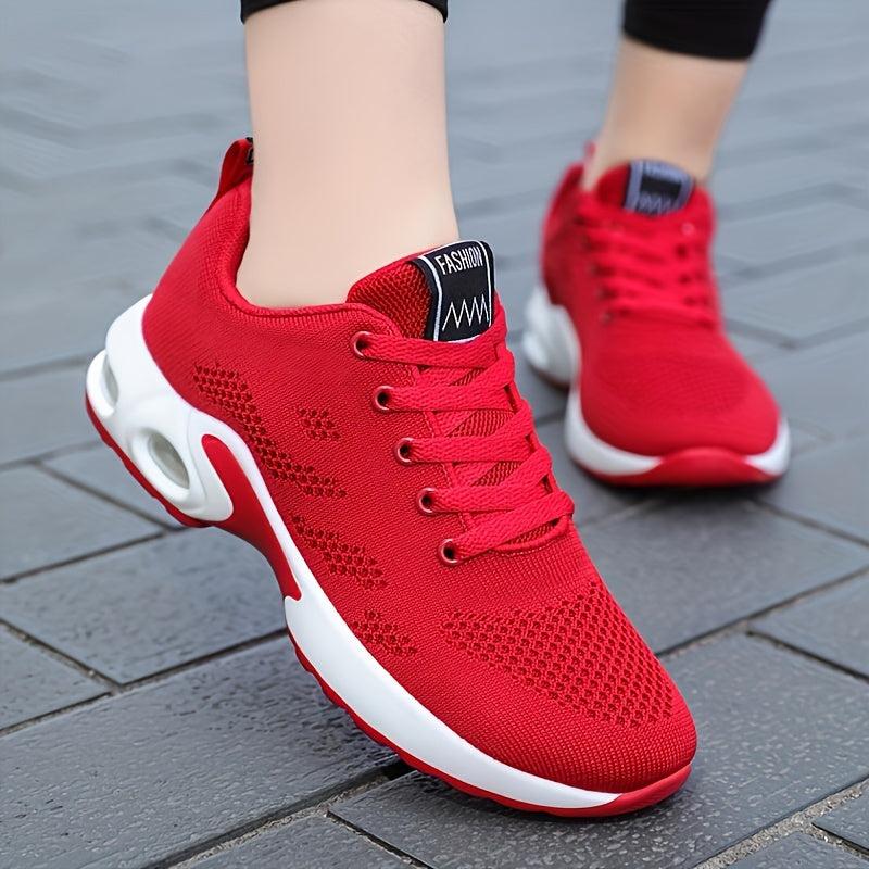 Mesh Lace Up Sneakers Air Cushion Running Shoes Women's Footwear