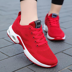 Mesh Lace Up Sneakers Air Cushion Running Shoes Women's Footwear
