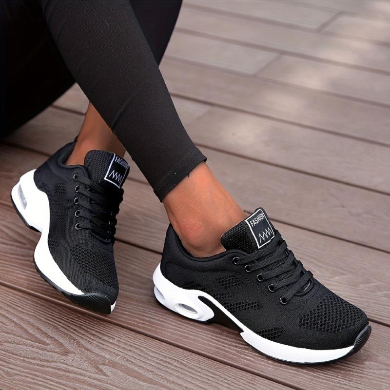 Mesh Lace Up Sneakers Air Cushion Running Shoes Women's Footwear