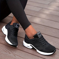 Mesh Lace Up Sneakers Air Cushion Running Shoes Women's Footwear