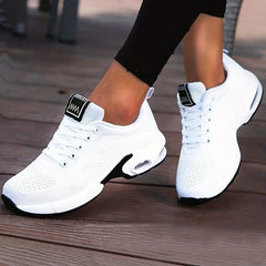 Mesh Lace Up Sneakers Air Cushion Running Shoes Women's Footwear