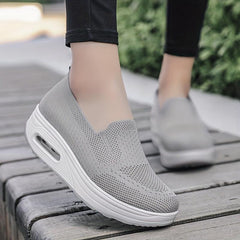 Women's Breathable Wedge Sneakers Air Cushion Slip-On Casual Shoes