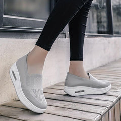 Women's Breathable Wedge Sneakers Air Cushion Slip-On Casual Shoes