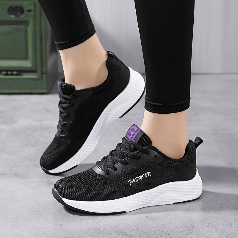 Women's Letter Graphic Slip-on Sneakers Soft Sole Breathable Mesh Shoes