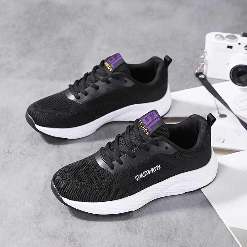 Women's Letter Graphic Slip-on Sneakers Soft Sole Breathable Mesh Shoes