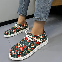 Women's Christmas Tree & Flag Pattern Skateboarding Shoes