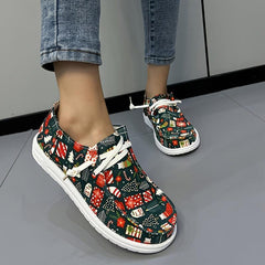 Women's Christmas Tree & Flag Pattern Skateboarding Shoes