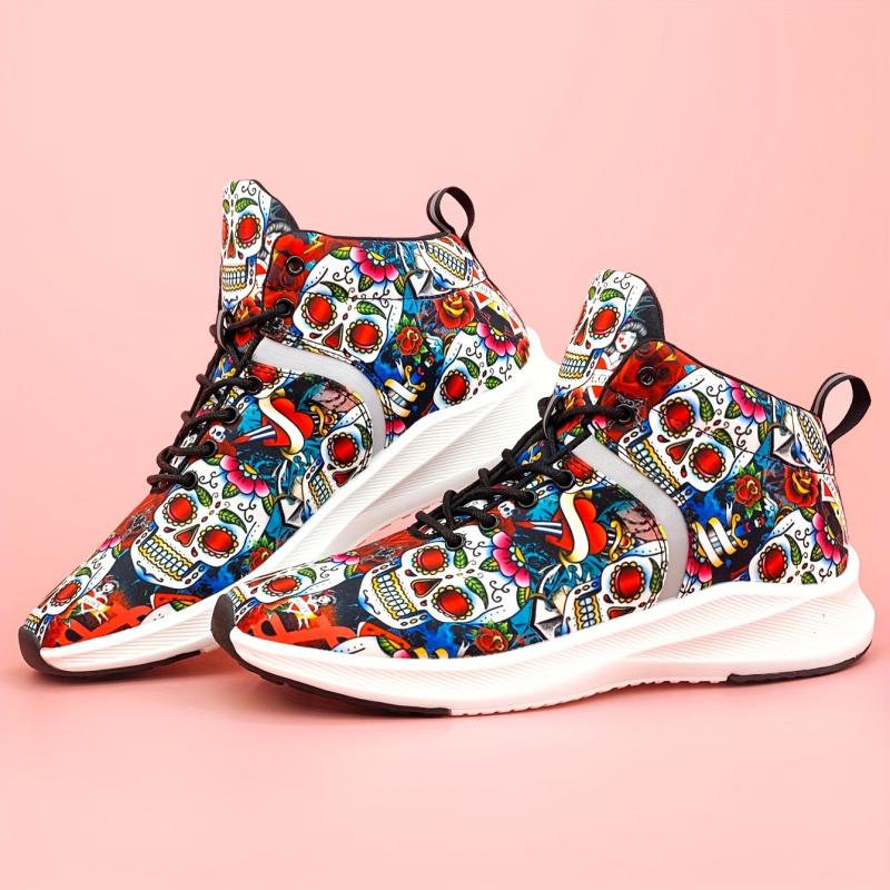 Skull Print Lightweight Running Shoes Non Slip Outdoor Sneakers