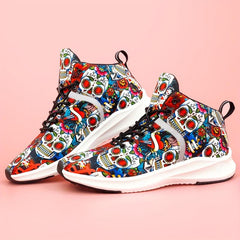 Skull Print Lightweight Running Shoes Non Slip Outdoor Sneakers