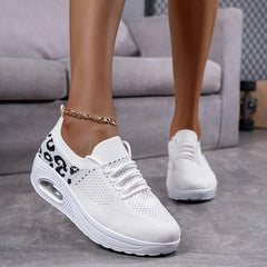 Leopard Print Chunky Sneakers Air Cushion Walking Shoes Women's Footwear
