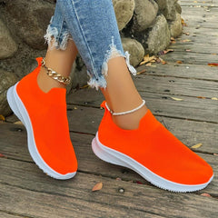 Women's Solid Sneakers Flying Woven Sock Shoes