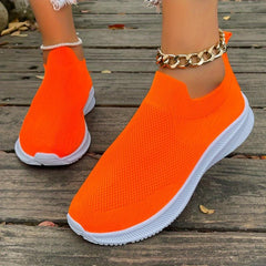 Women's Solid Sneakers Flying Woven Sock Shoes