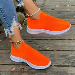 Women's Solid Sneakers Flying Woven Sock Shoes