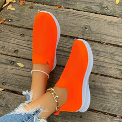 Women's Solid Sneakers Flying Woven Sock Shoes