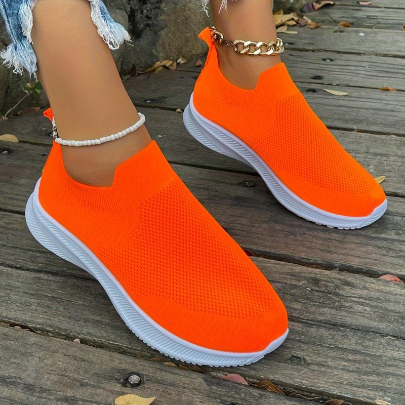 Women's Solid Sneakers Flying Woven Sock Shoes