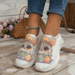 Cartoon Print Heighten Running Shoes Shock Absorption Non Slip Sneakers