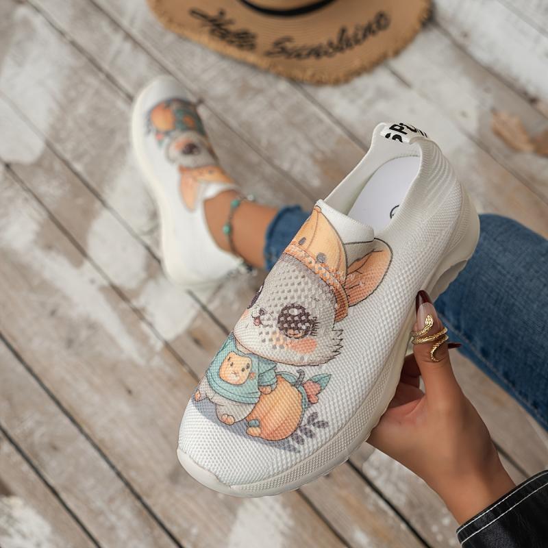 Cartoon Print Heighten Running Shoes Shock Absorption Non Slip Sneakers