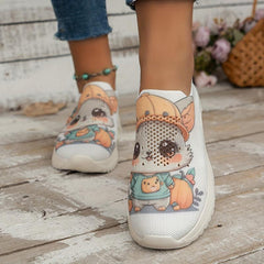 Cartoon Print Heighten Running Shoes Shock Absorption Non Slip Sneakers