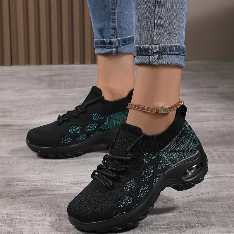 Argyle Pattern Sneakers With Air Cushion Height Increased Running Shoes