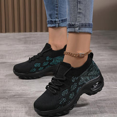 Argyle Pattern Sneakers With Air Cushion Height Increased Running Shoes