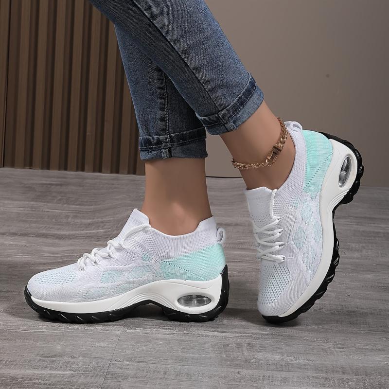 Argyle Pattern Sneakers With Air Cushion Height Increased Running Shoes