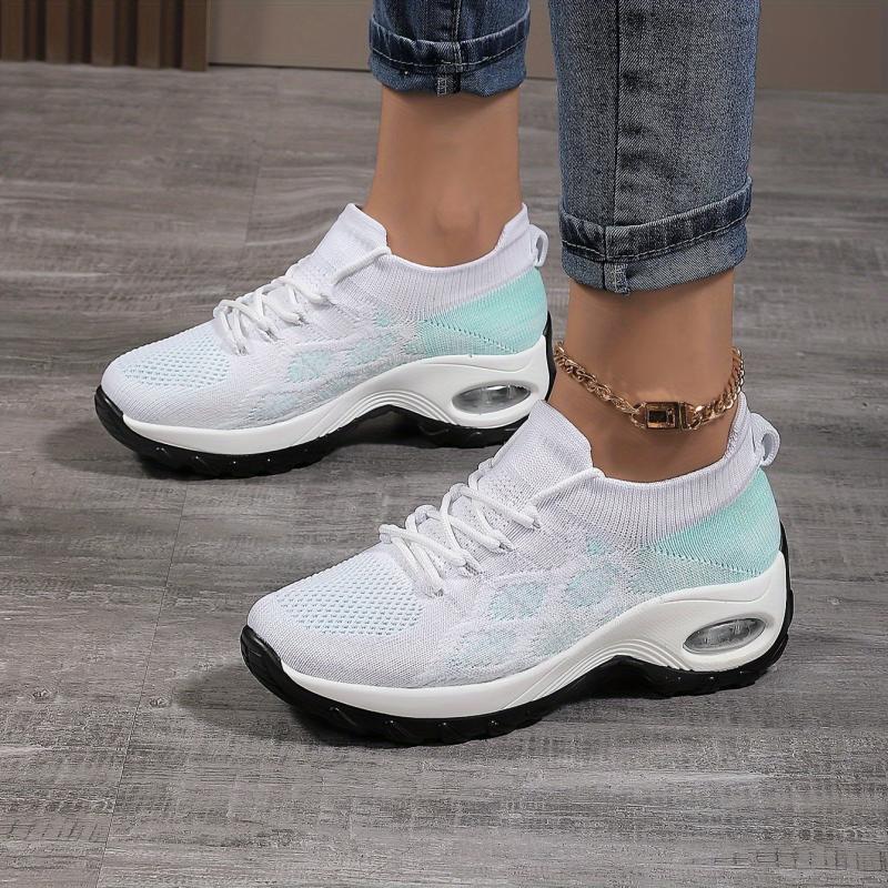 Argyle Pattern Sneakers With Air Cushion Height Increased Running Shoes